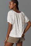 Pilcro Cotton-Blend Puff-Sleeve Cropped Blouse
