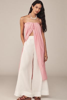 MAEVE STRAPLESS TWIST OPEN-FRONT LONG TOP 