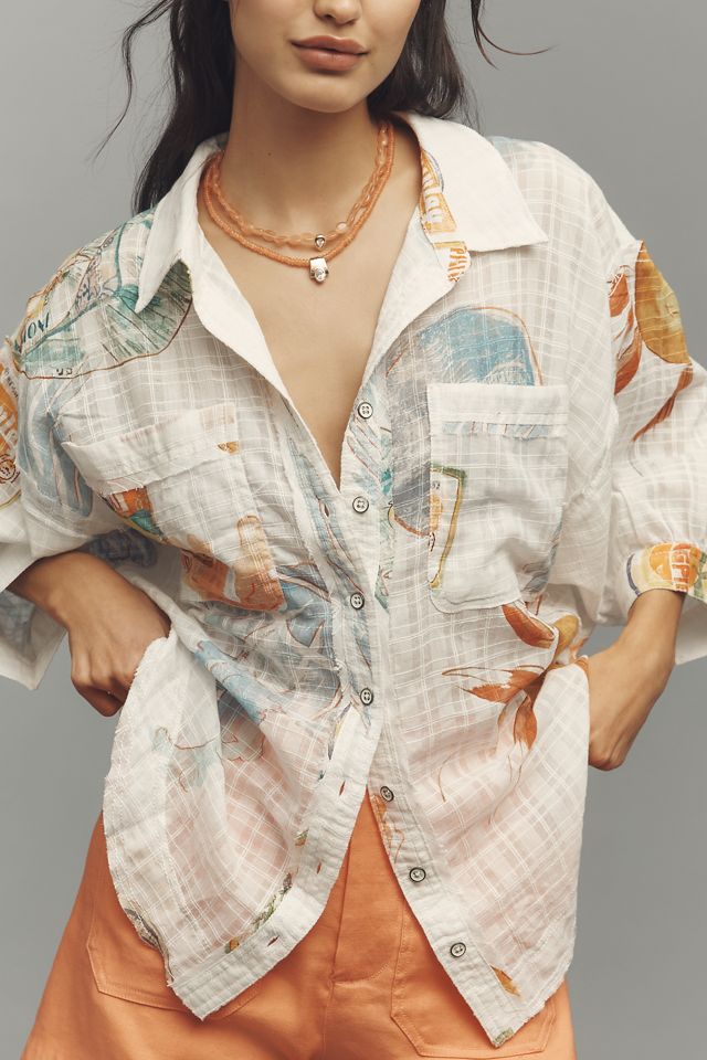 Pilcro Batwing Printed Buttondown Shirt #1