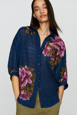 Pilcro Batwing Printed Buttondown Shirt by Anthropologie