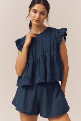 Flat White Knit Pull-On Shorts