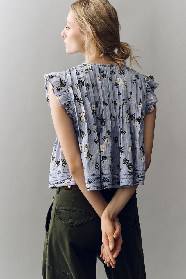 Pilcro Jade Short-Sleeve Pleated Swing Top #1