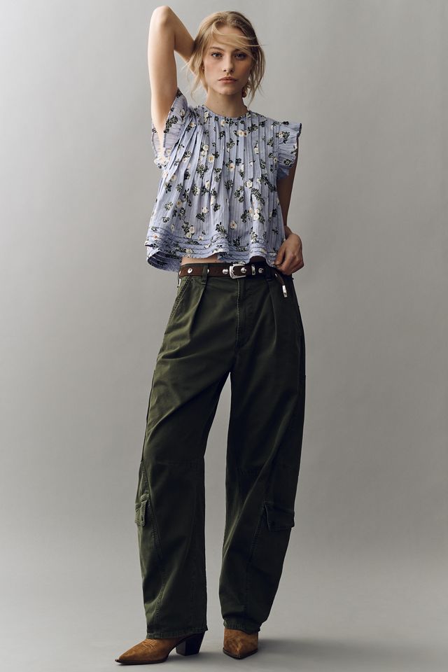 Pilcro Jade Short-Sleeve Pleated Swing Top #2