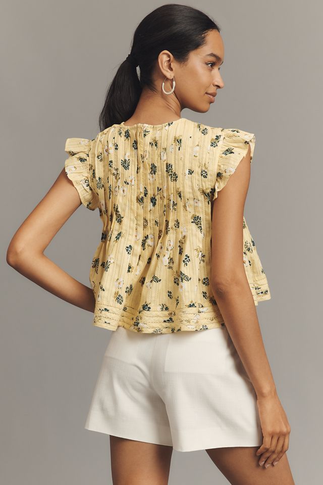 Pilcro Jade Short-Sleeve Pleated Swing Top #1