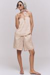 Maeve Strapless Linen Structured Striped Top