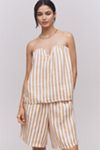 Maeve Strapless Linen Structured Striped Top
