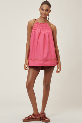 By Anthropologie Tie-strap Smocked Tunic Tank Top