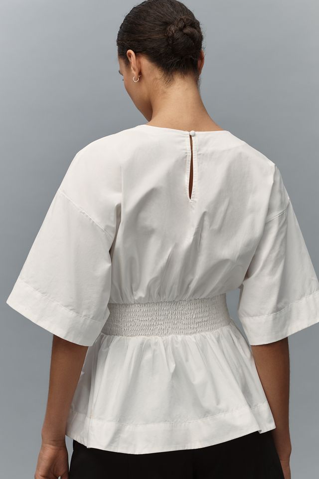 By Anthropologie Short-Sleeve Waisted Cotton Top #1