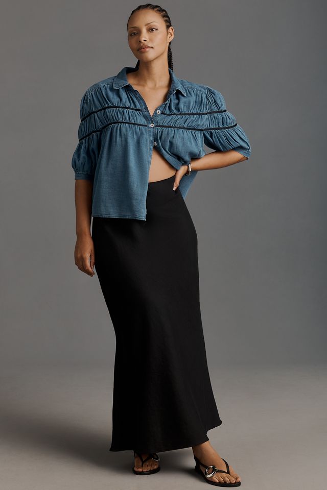 The Leandra Shirred Yoke Blouse by Maeve: Denim Edition #6
