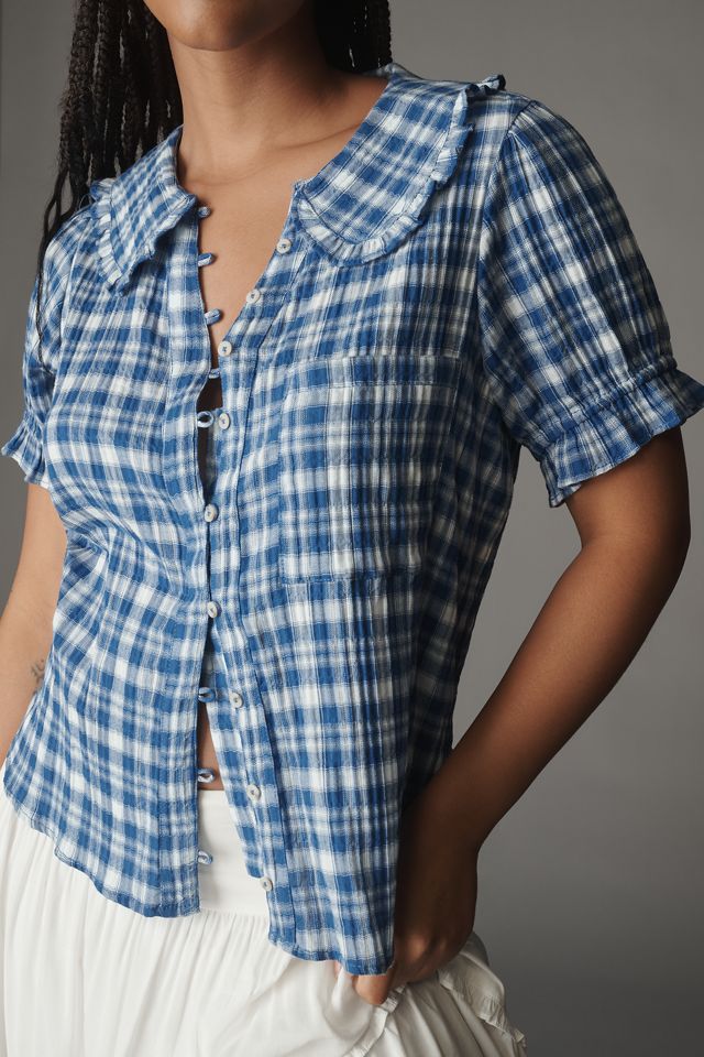 The Keira Plaid Blouse by Pilcro #6