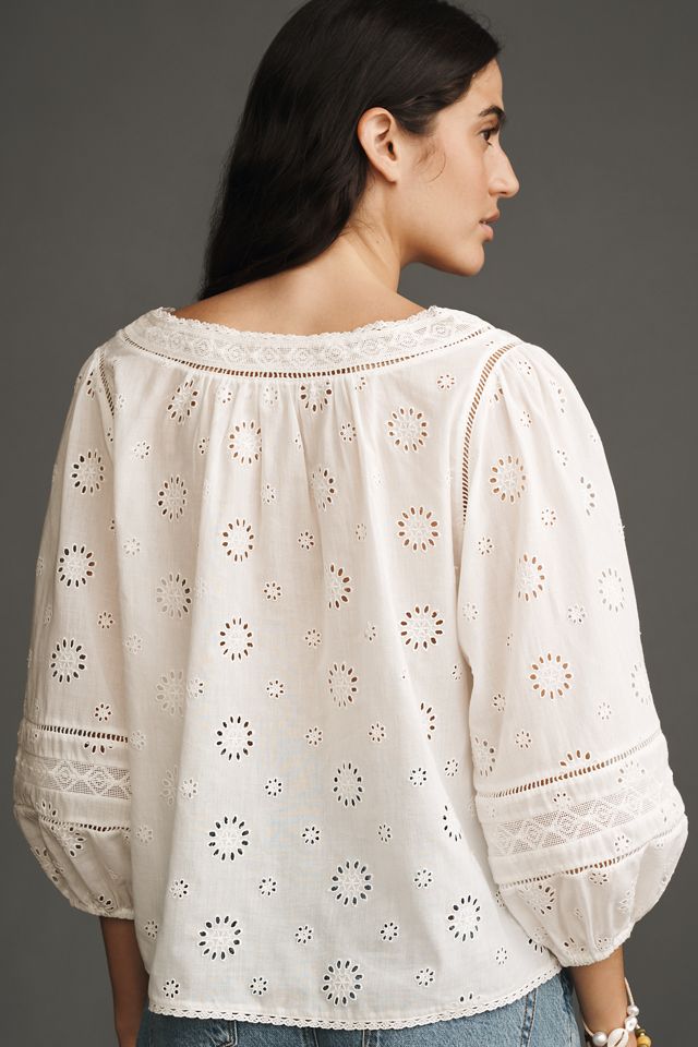 Pilcro Long-Sleeve Eyelet Swing Blouse #1