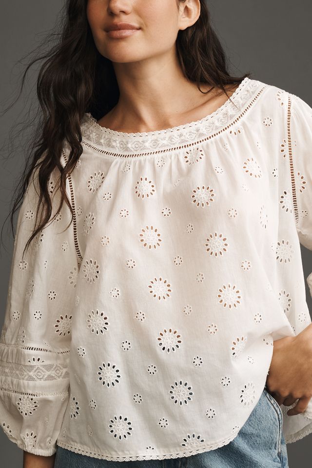 Pilcro Long-Sleeve Eyelet Swing Blouse #3
