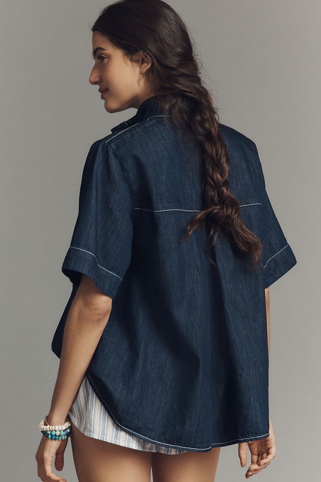 The Jeannie Short-Sleeve A-Line Blouse by Maeve #1