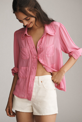 Danielle Kroll x Maeve Sheer Chiffon Buttondown Shirt