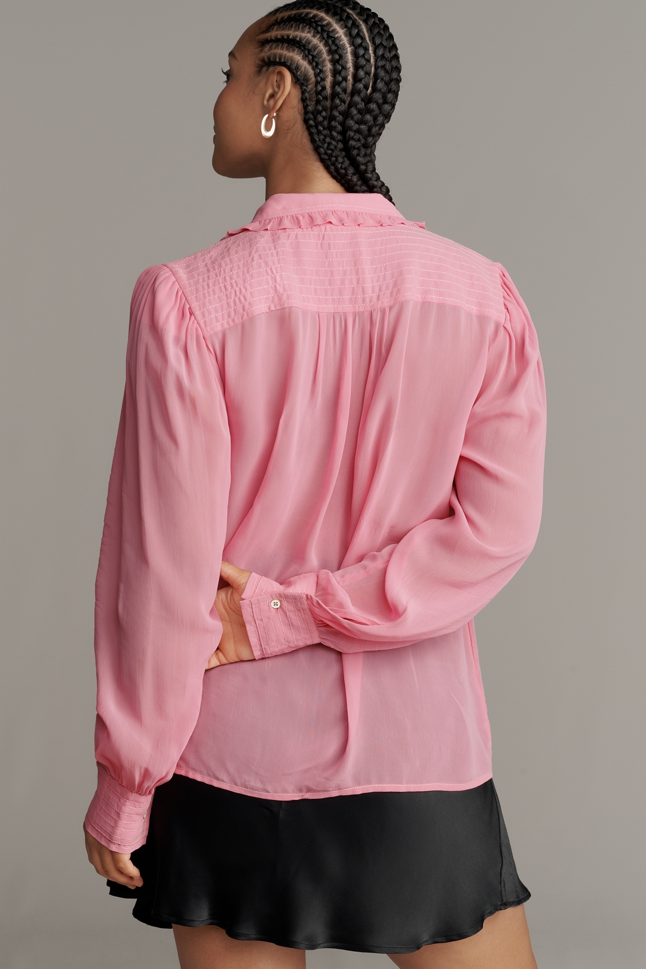 Danielle Kroll x Maeve Sheer Chiffon Buttondown Shirt