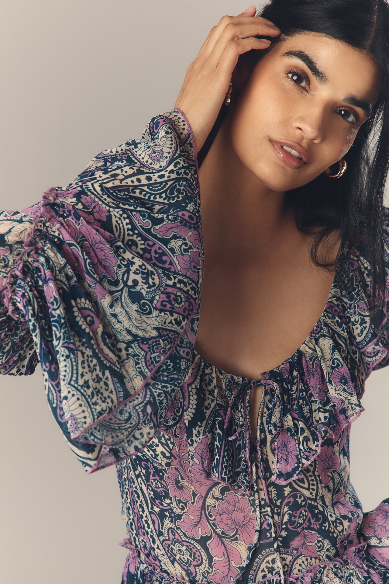 By Anthropologie Long-Sleeve Ruffled Blouse