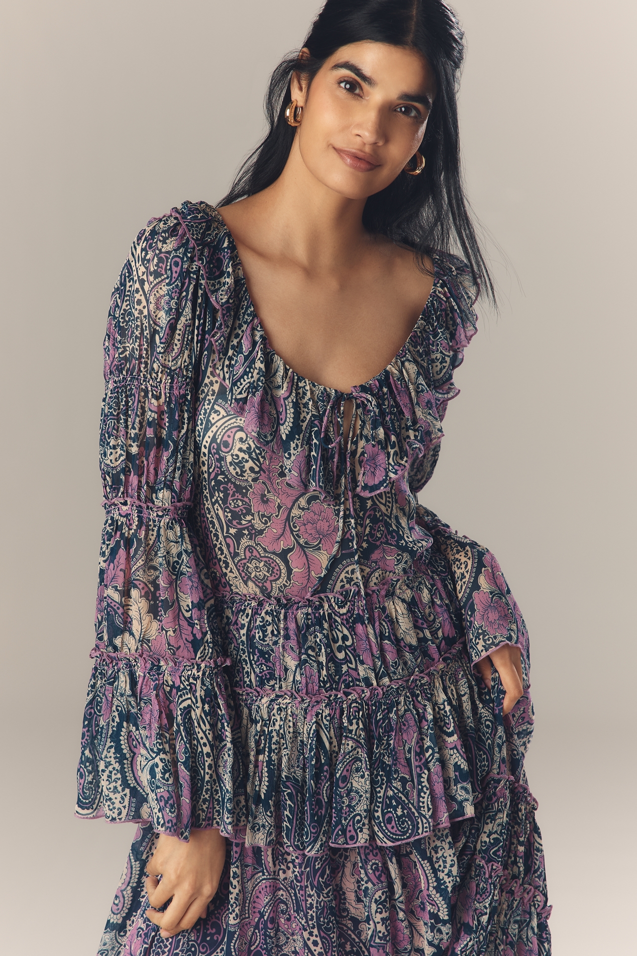 By Anthropologie Long-Sleeve Ruffled Blouse