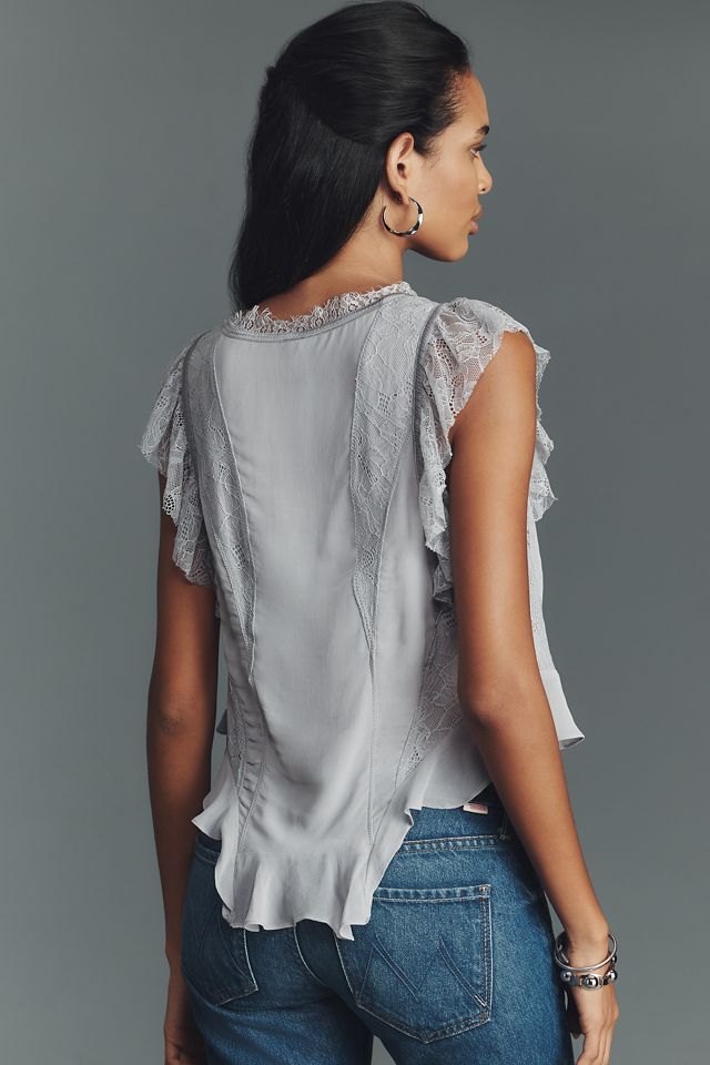 By Anthropologie Lace V-Neck Blouse #2