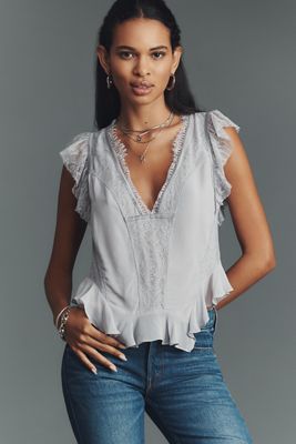 By Anthropologie Blouse en dentelle col V