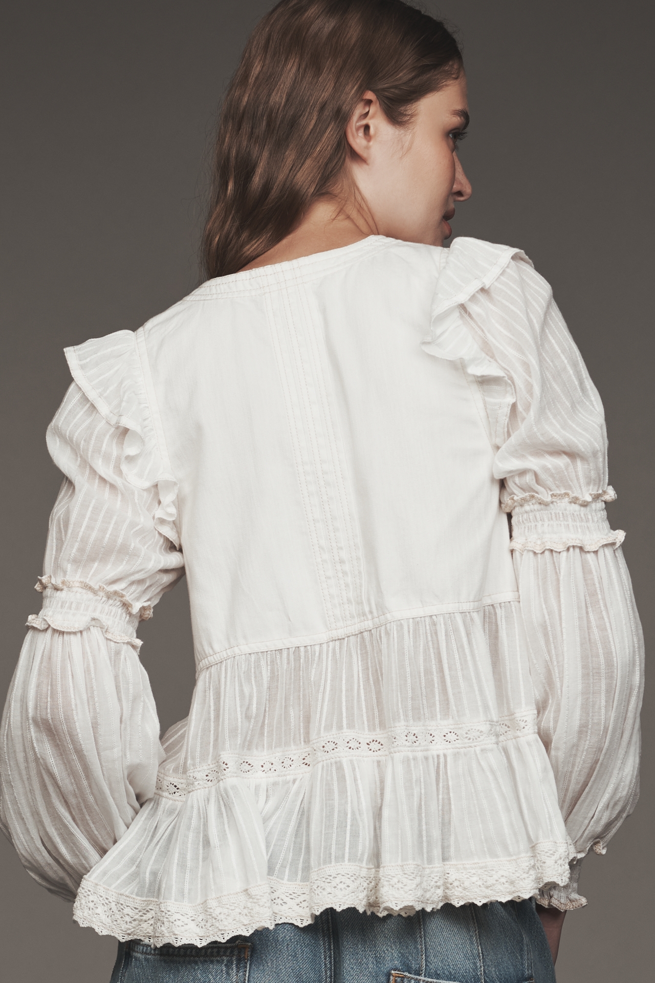 Pilcro Twofer Ruffled Peasant Blouse