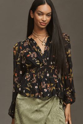 By Anthropologie Sheer Balloon-Sleeve Blouse | Anthropologie