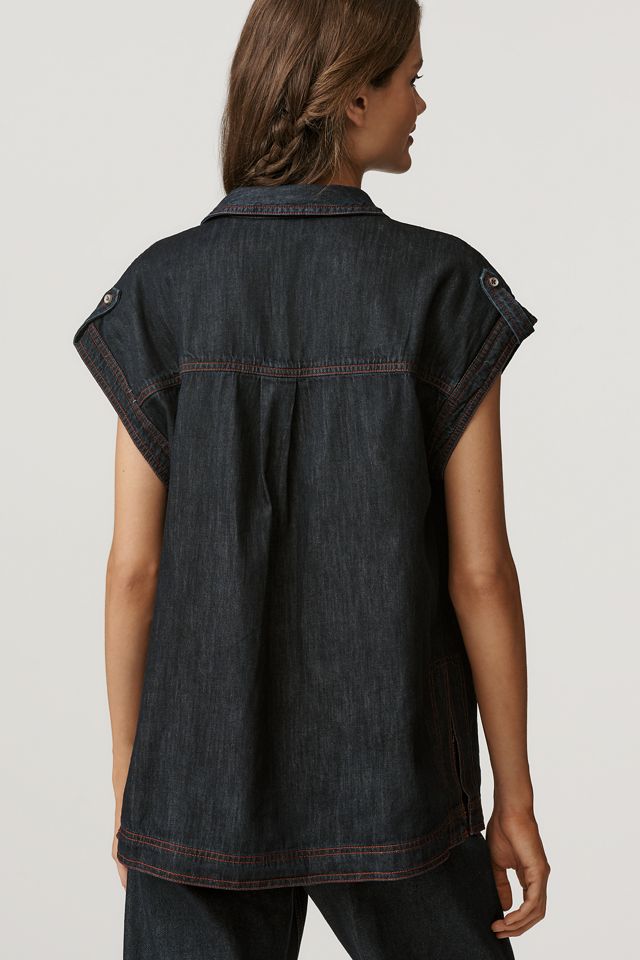 Pilcro Rinsed Denim Popover Top #1