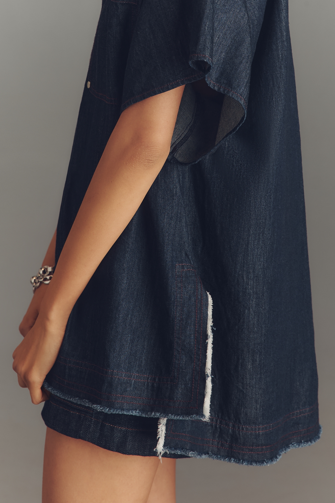 Pilcro Rinsed Denim Popover Top