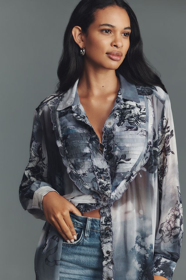 Pilcro Chiffon Buttondown Blouse #1