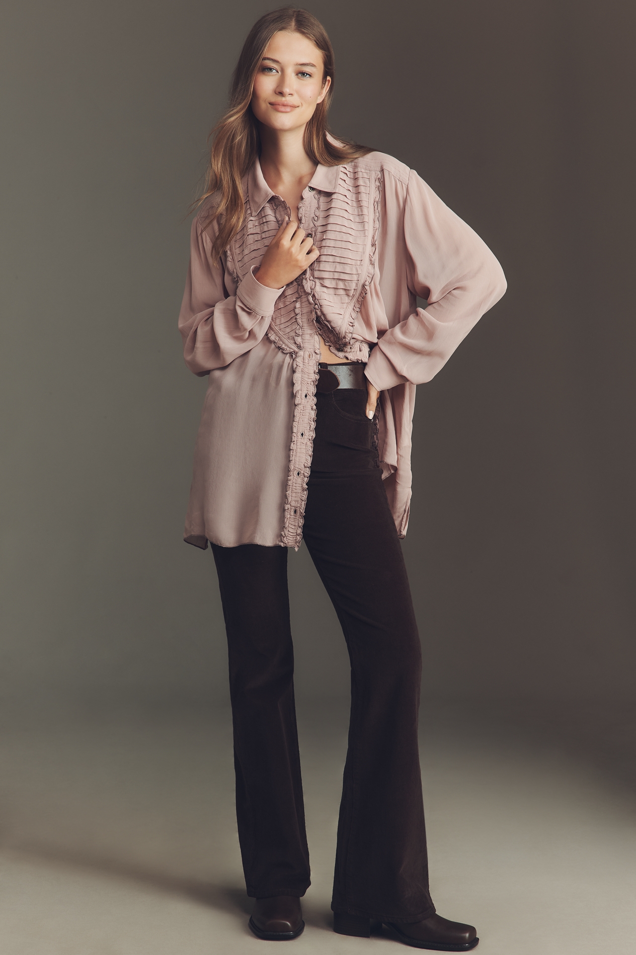 Pilcro Chiffon Buttondown Blouse