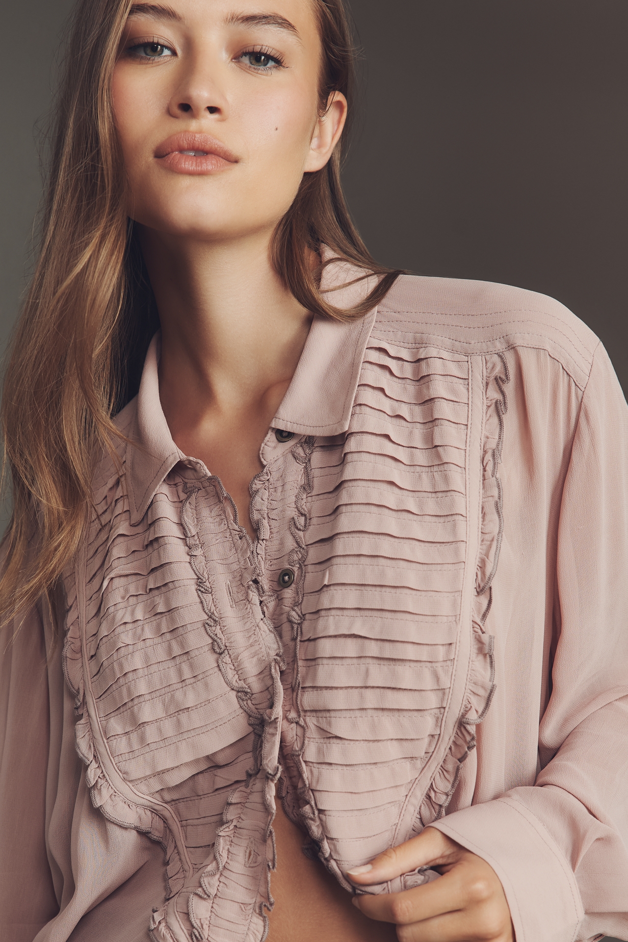 Pilcro Chiffon Buttondown Blouse