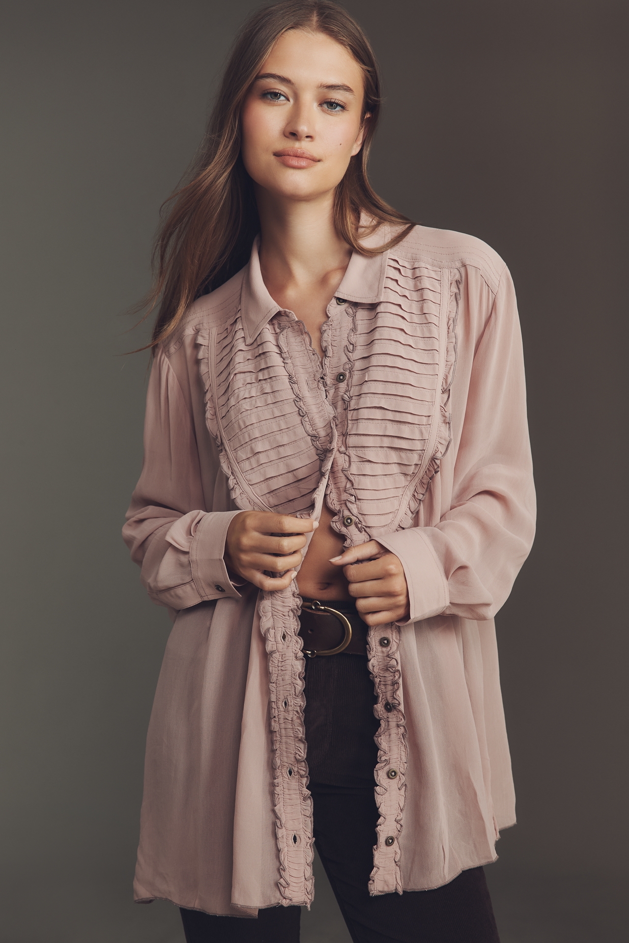 Pilcro Chiffon Buttondown Blouse