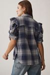 The Ozzi Plaid Ruffle-Sleeve Buttondown Shirt by Pilcro