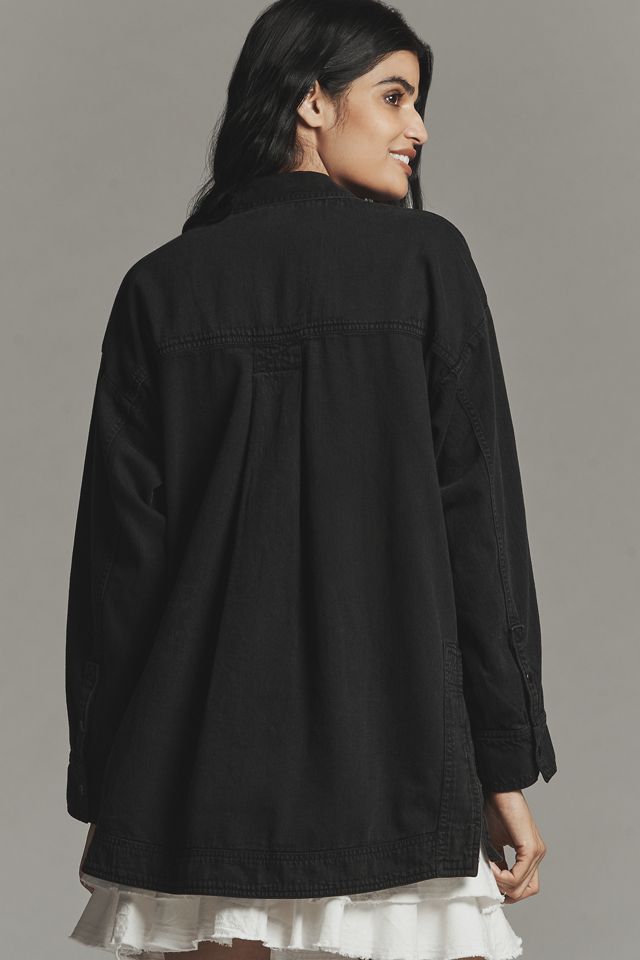 Pilcro Long-Sleeve Oversized Washed Henley Top #1