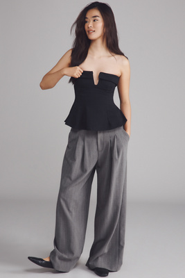 Maeve Strapless Plunge Top In Black