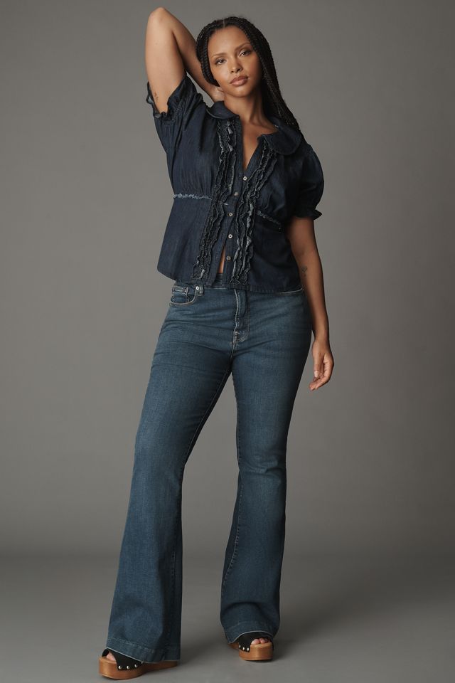 The Keira Denim Waisted Blouse by Pilcro #5