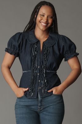 Pilcro Keira Denim Waisted Blouse