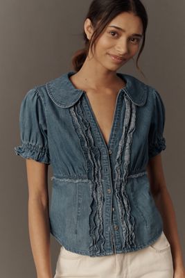 Pilcro Keira Denim Waisted Blouse