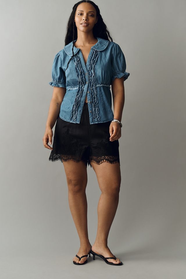 キーラ  Kiira Cotton hemp blouse The Keira Silky Blouse by Pilcro | Anthropologie