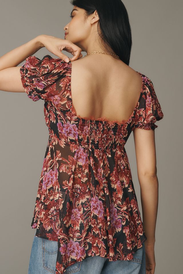 By Anthropologie Ruffled Asymmetric Sweetheart Top #1