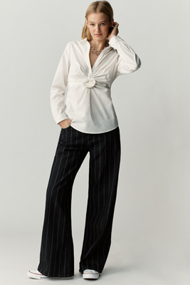 Maeve Twisted Rosette Long-Sleeve Blouse