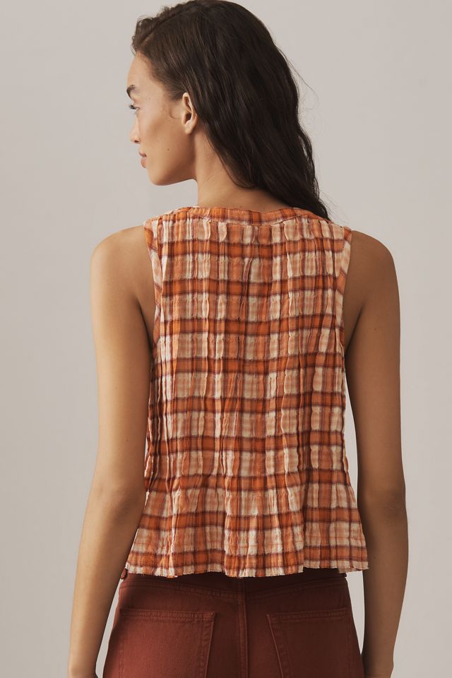 The Lottie Plaid Pleated Tank #2
