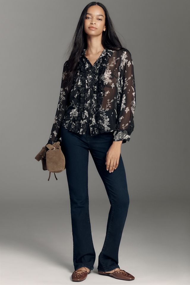 By Anthropologie Sheer Buttondown Lace Blouse #2