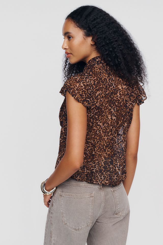 By Anthropologie Blouse transparente à col noué #1