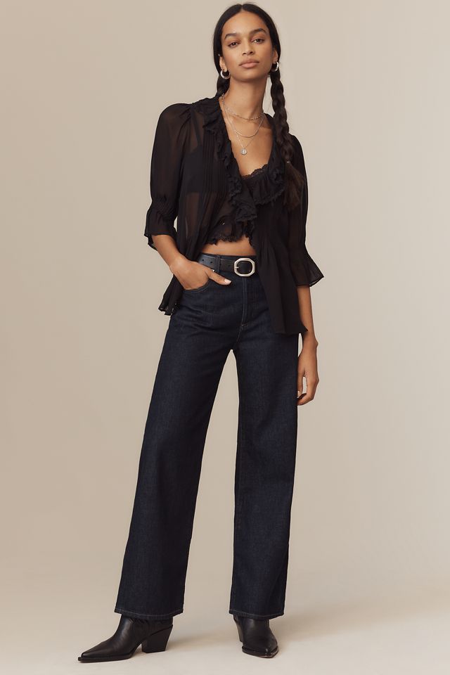 By Anthropologie Sheer Ruffle Blouse #3