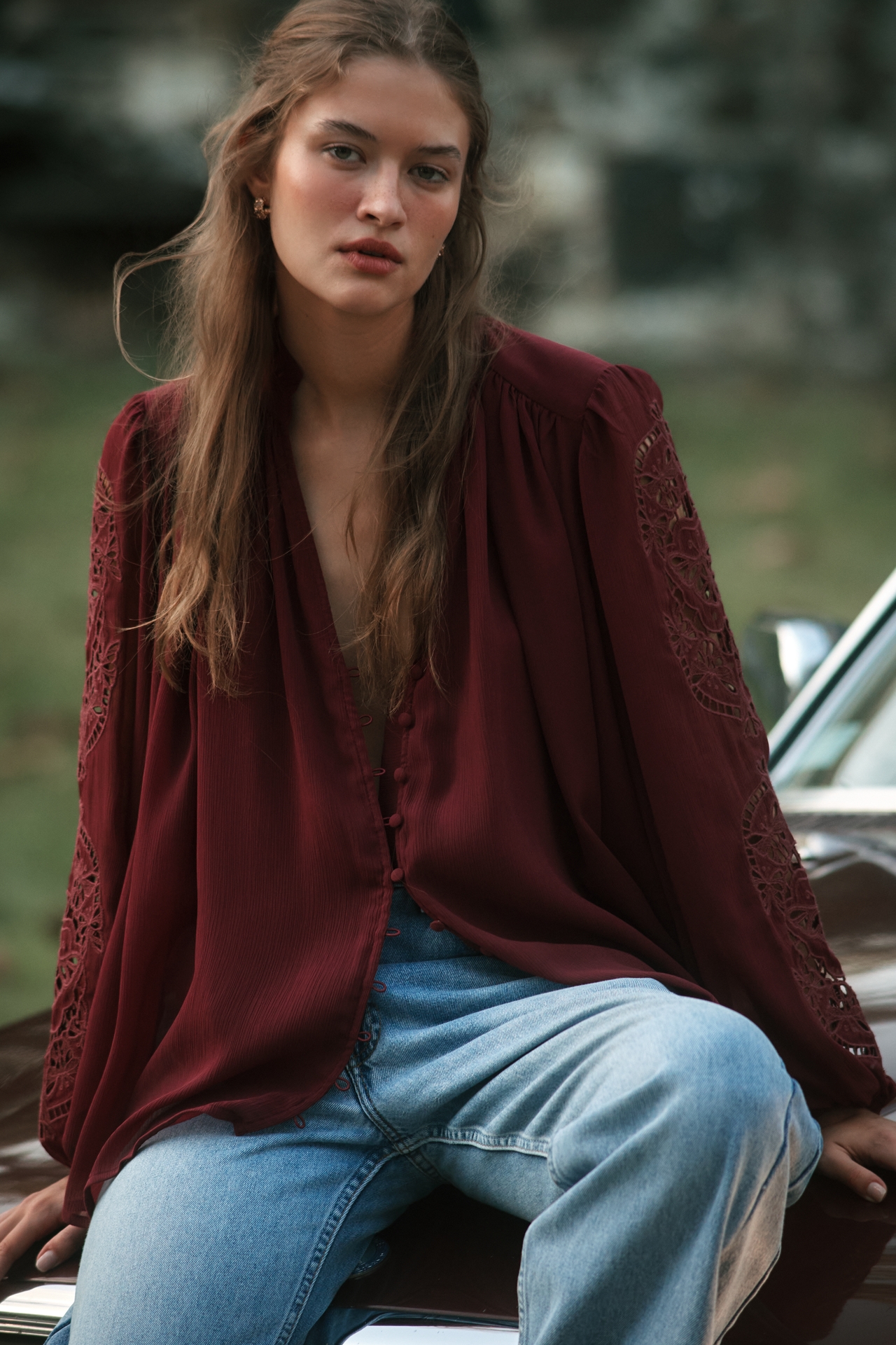 The Estela Sheer Embroidered Blouse