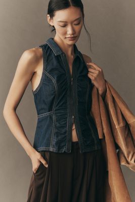 Pilcro Denim Zip-Front Vest