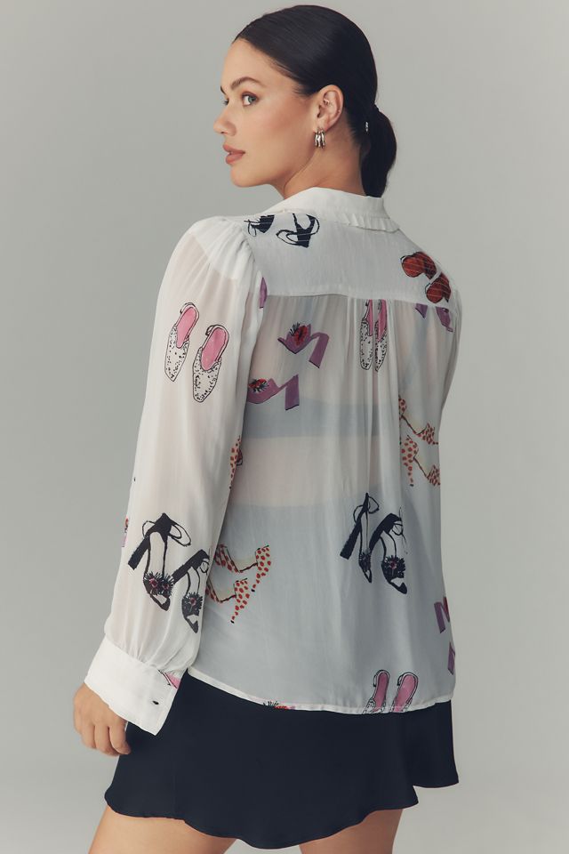 Danielle Kroll x Maeve Sheer Chiffon Buttondown Shirt #5