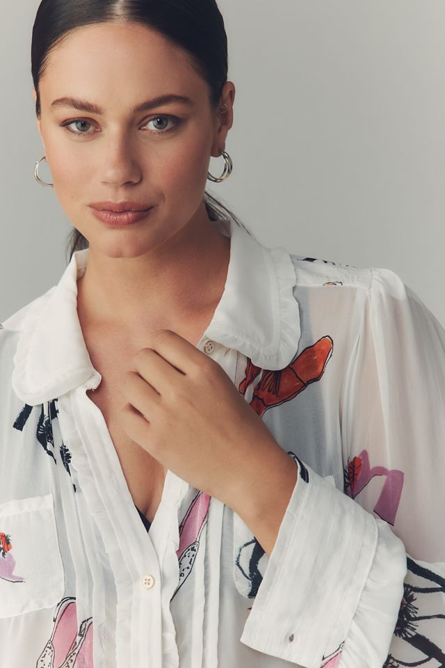 Danielle Kroll x Maeve Sheer Chiffon Buttondown Shirt #6