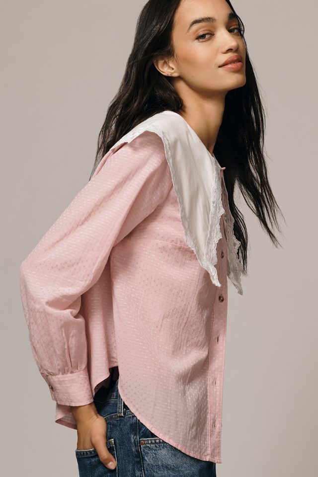 By Anthropologie Oversized Bluse mit Kragen #2