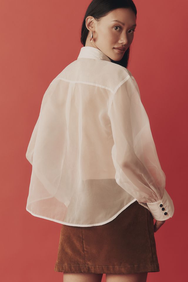By Anthropologie Transparente Organza-Bluse mit Manschetten #1